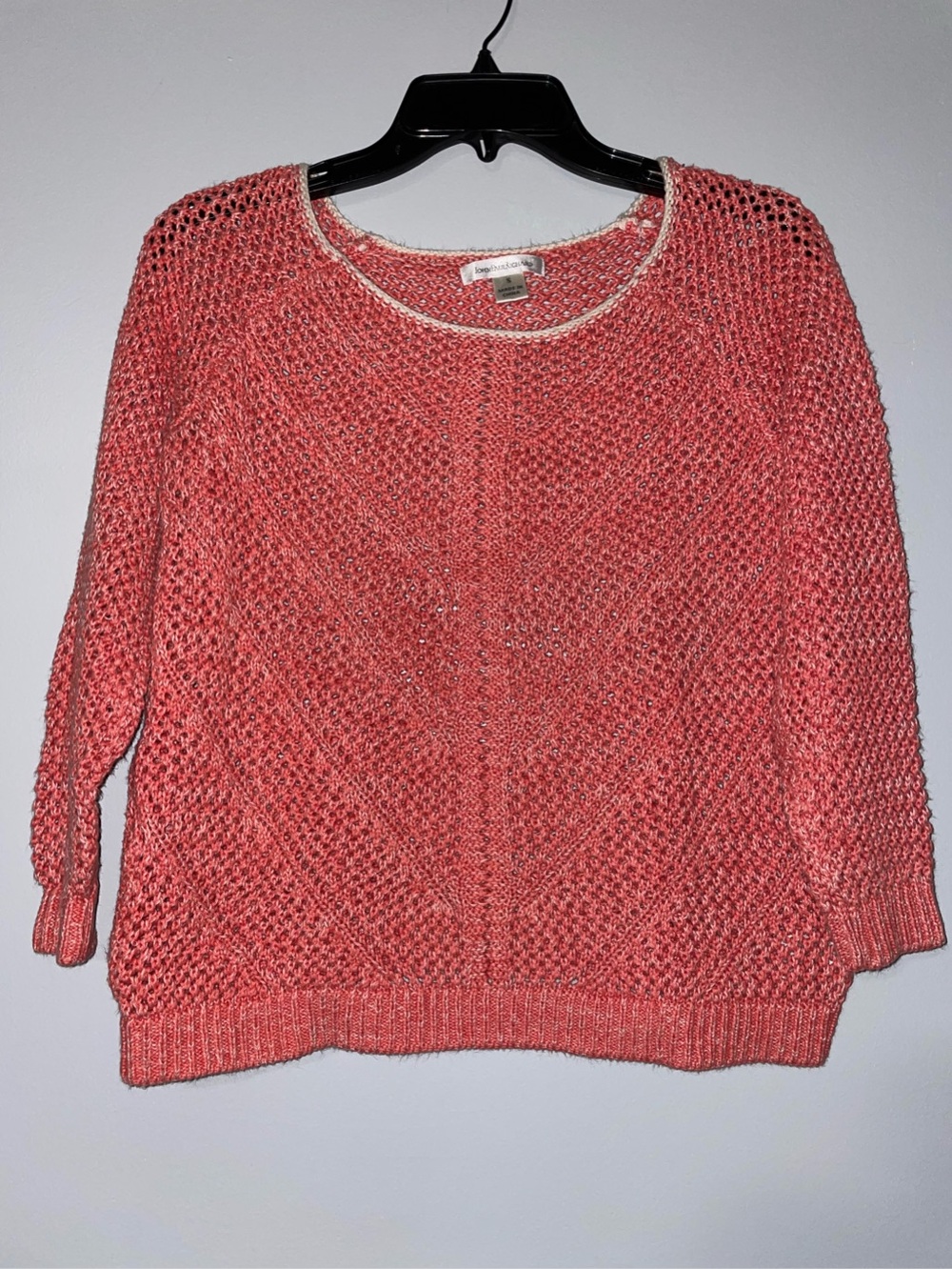 🪸JohnPaulRichard Coral Open-Knit Crew Sweater